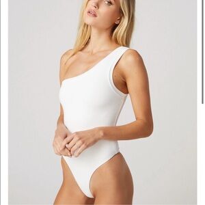 Clyque White One-Shoulder One Piece